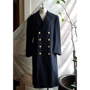 Vintage Wool Overcoat, Navy Dress Coat